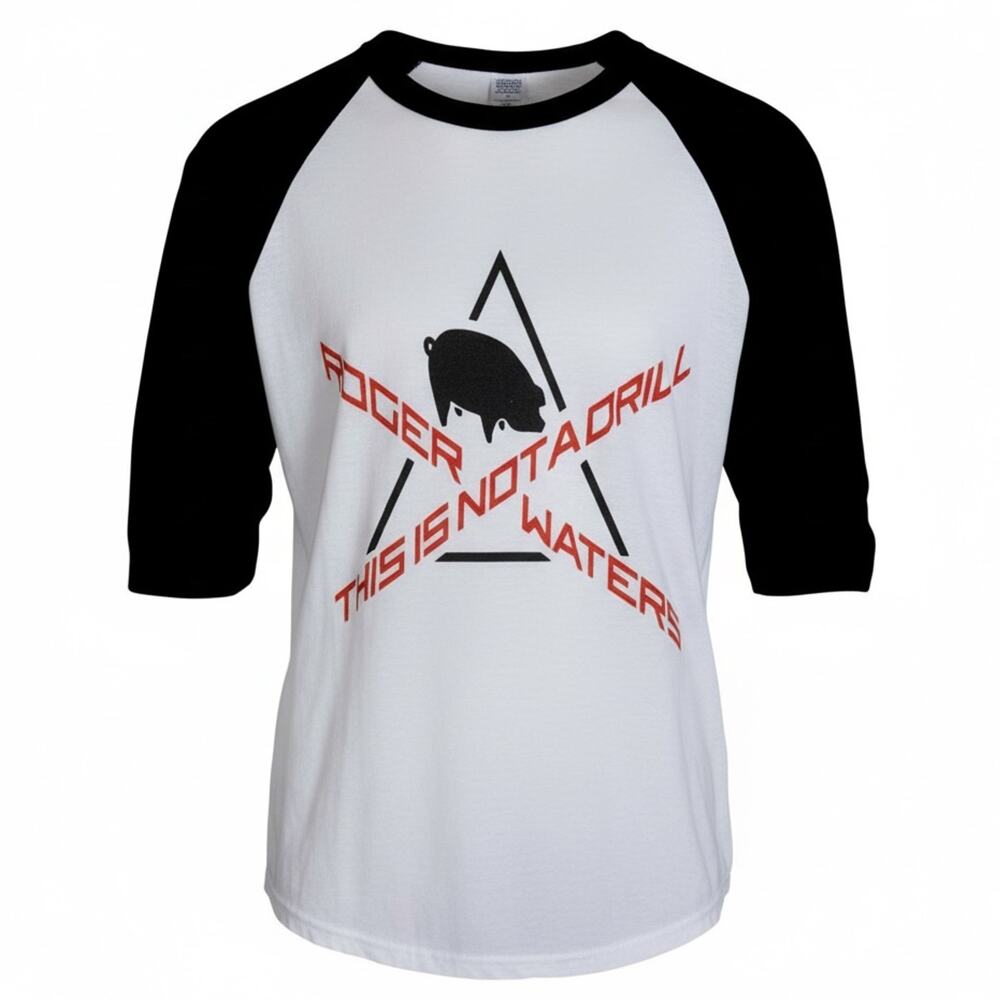 Roger Waters This Is Not A Drill 2022 Tour Raglan 3/4 Sleeve Med Black White T
